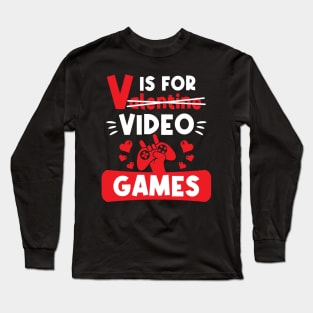 V Is For Video Game - Valentine Day Long Sleeve T-Shirt